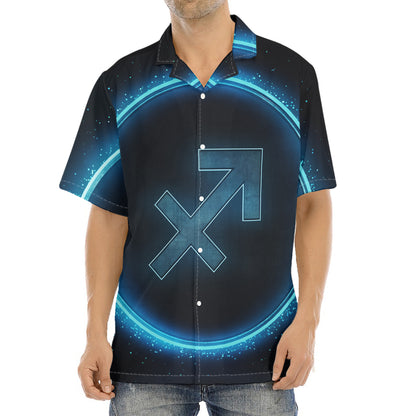 Blue Sagittarius Zodiac Sign Print Aloha Shirt