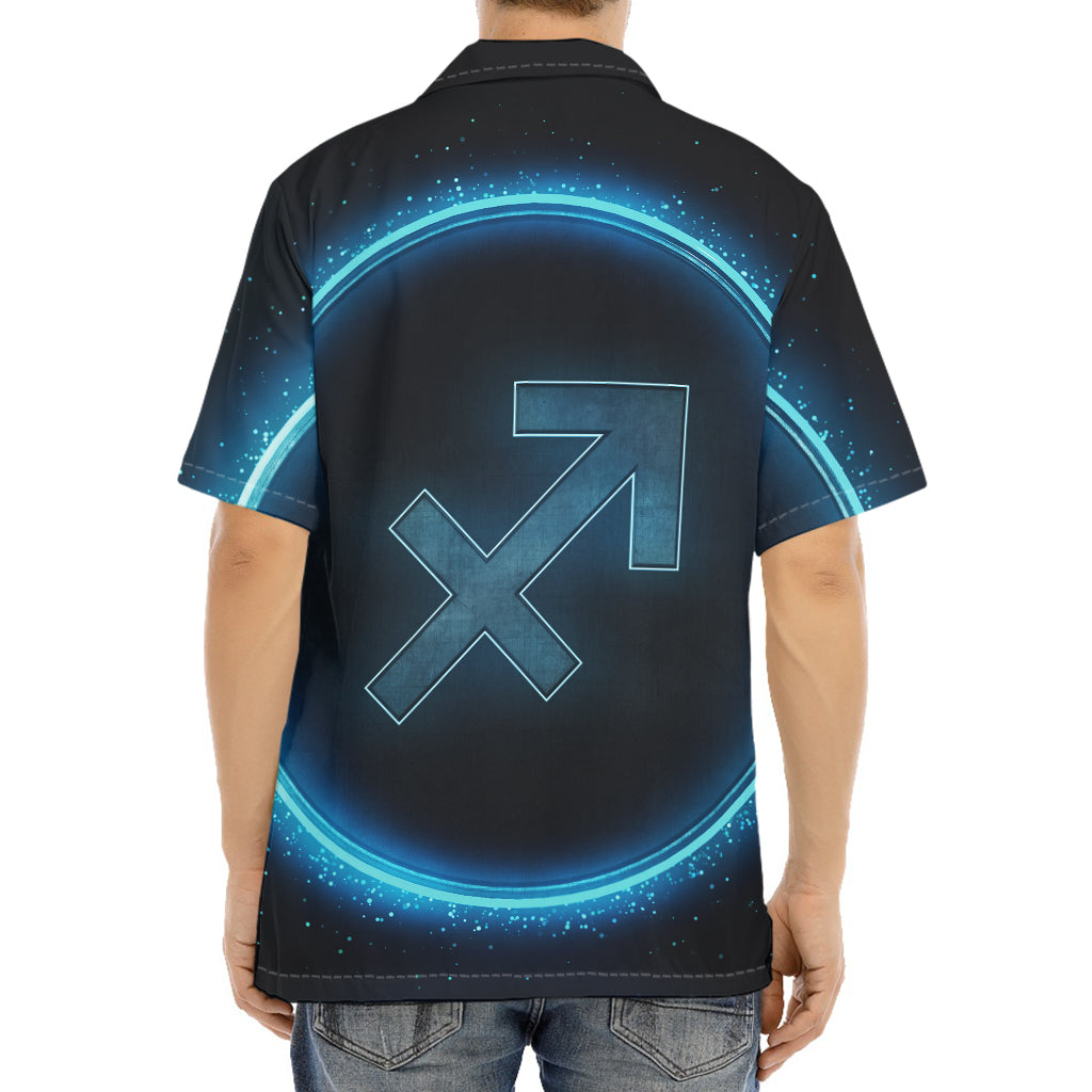 Blue Sagittarius Zodiac Sign Print Aloha Shirt