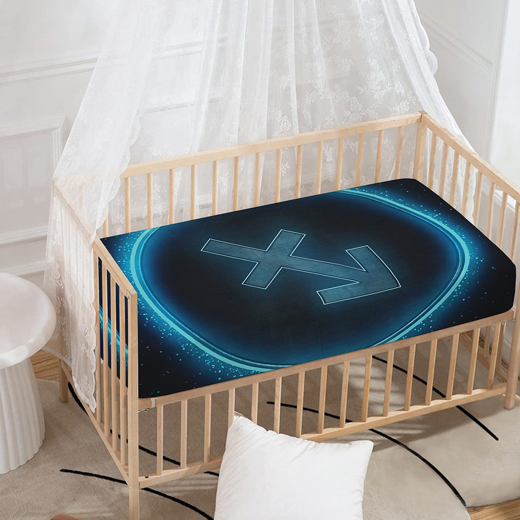 Blue Sagittarius Zodiac Sign Print Baby Crib Sheet