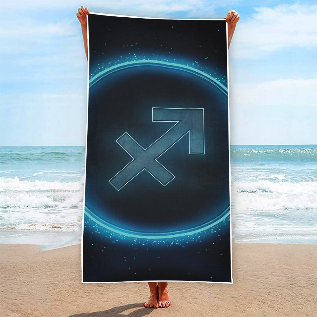 Blue Sagittarius Zodiac Sign Print Beach Towel