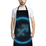 Blue Sagittarius Zodiac Sign Print Bib Apron With Pocket