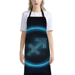Blue Sagittarius Zodiac Sign Print Bib Apron With Pocket