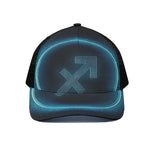 Blue Sagittarius Zodiac Sign Print Black Mesh Trucker Cap