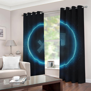 Blue Sagittarius Zodiac Sign Print Blackout Grommet Curtains