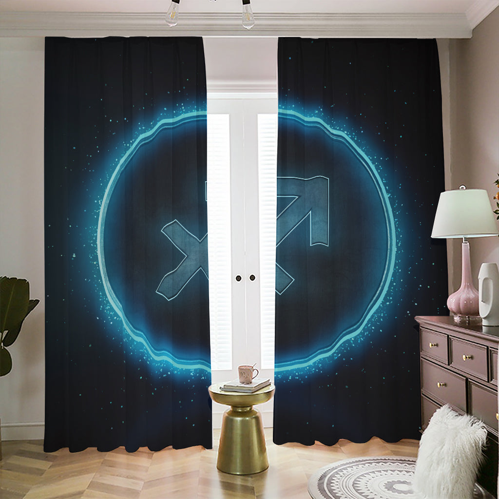 Blue Sagittarius Zodiac Sign Print Blackout Pencil Pleat Curtains