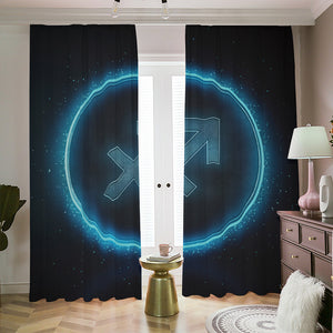 Blue Sagittarius Zodiac Sign Print Blackout Pencil Pleat Curtains