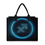 Blue Sagittarius Zodiac Sign Print Canvas Tote Bag