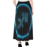 Blue Sagittarius Zodiac Sign Print Chiffon Maxi Skirt