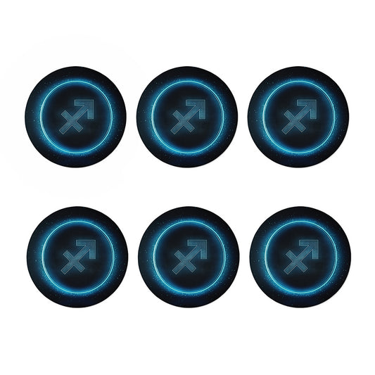 Blue Sagittarius Zodiac Sign Print Coaster Set