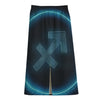 Blue Sagittarius Zodiac Sign Print Cotton Front Slit Maxi Skirt