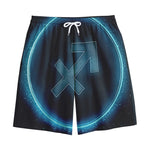 Blue Sagittarius Zodiac Sign Print Cotton Shorts