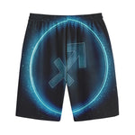 Blue Sagittarius Zodiac Sign Print Cotton Shorts