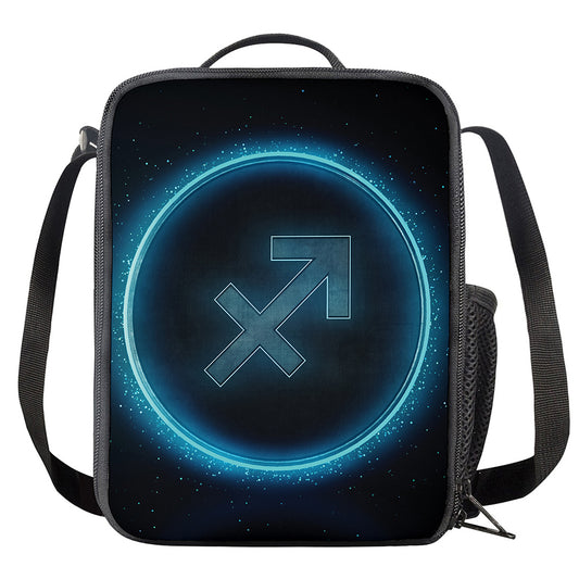Blue Sagittarius Zodiac Sign Print Crossbody Lunch Bag