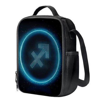 Blue Sagittarius Zodiac Sign Print Crossbody Lunch Bag
