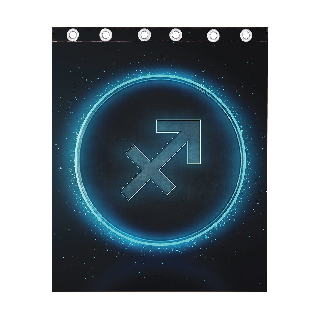 Blue Sagittarius Zodiac Sign Print Curtain