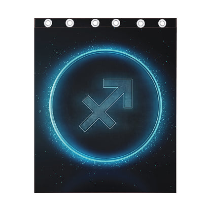 Blue Sagittarius Zodiac Sign Print Curtain