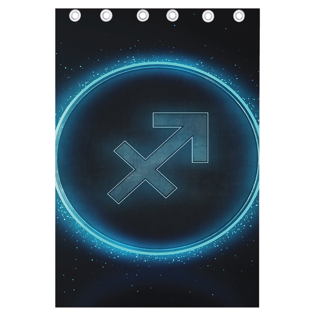 Blue Sagittarius Zodiac Sign Print Curtain