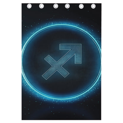 Blue Sagittarius Zodiac Sign Print Curtain
