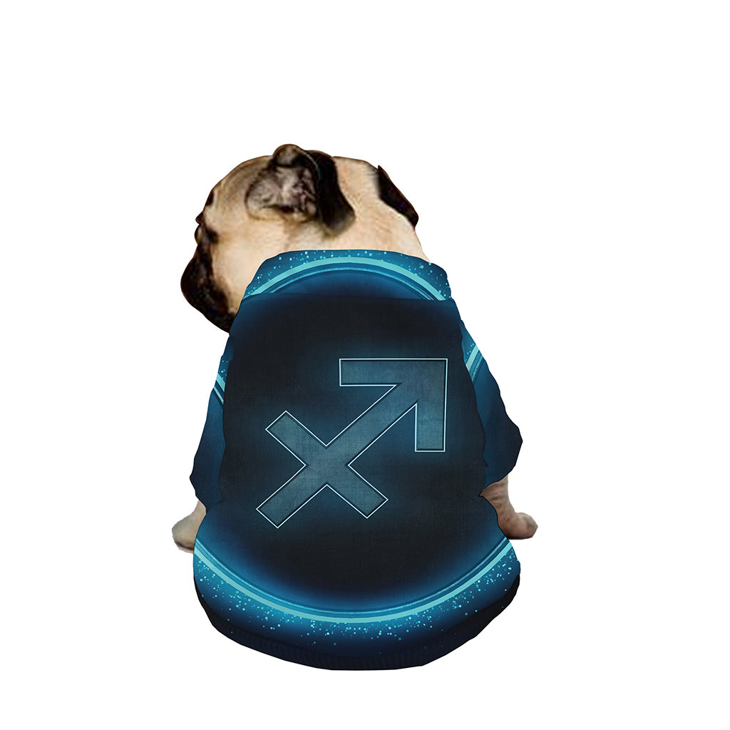 Blue Sagittarius Zodiac Sign Print Dog Zip Up Jacket