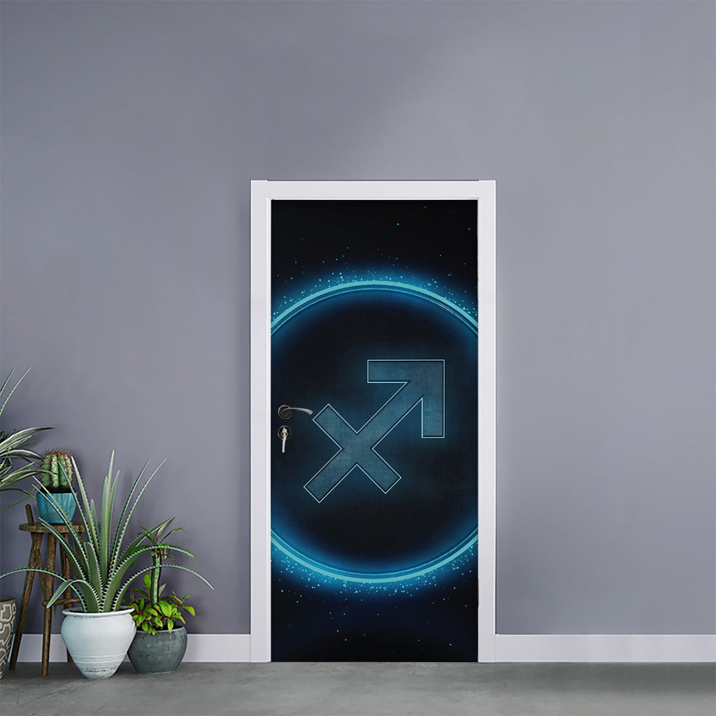 Blue Sagittarius Zodiac Sign Print Door Sticker