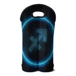 Blue Sagittarius Zodiac Sign Print Double Neoprene Wine Tote