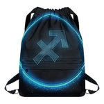 Blue Sagittarius Zodiac Sign Print Drawstring Backpack