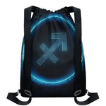 Blue Sagittarius Zodiac Sign Print Drawstring Backpack