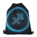 Blue Sagittarius Zodiac Sign Print Drawstring Bag