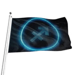 Blue Sagittarius Zodiac Sign Print Flag