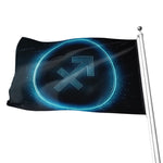 Blue Sagittarius Zodiac Sign Print Flag