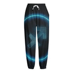 Blue Sagittarius Zodiac Sign Print Fleece Lined Knit Pants
