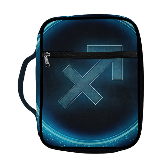 Blue Sagittarius Zodiac Sign Print Front Pocket Bible Bag