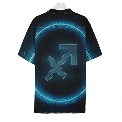 Blue Sagittarius Zodiac Sign Print Hawaiian Shirt