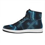 Blue Sagittarius Zodiac Sign Print High Top Leather Sneakers