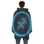 Blue Sagittarius Zodiac Sign Print Hoodie Blanket