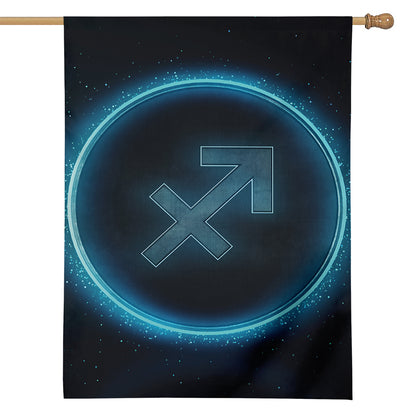 Blue Sagittarius Zodiac Sign Print House Flag