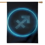 Blue Sagittarius Zodiac Sign Print House Flag