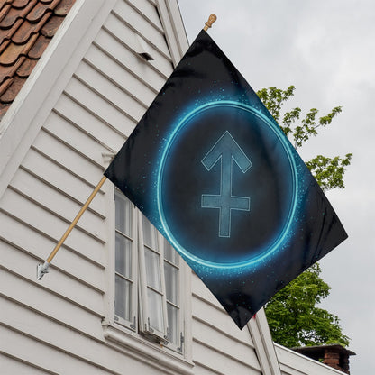 Blue Sagittarius Zodiac Sign Print House Flag