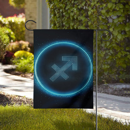 Blue Sagittarius Zodiac Sign Print House Flag