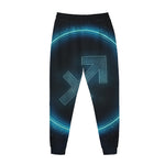 Blue Sagittarius Zodiac Sign Print Jogger Pants