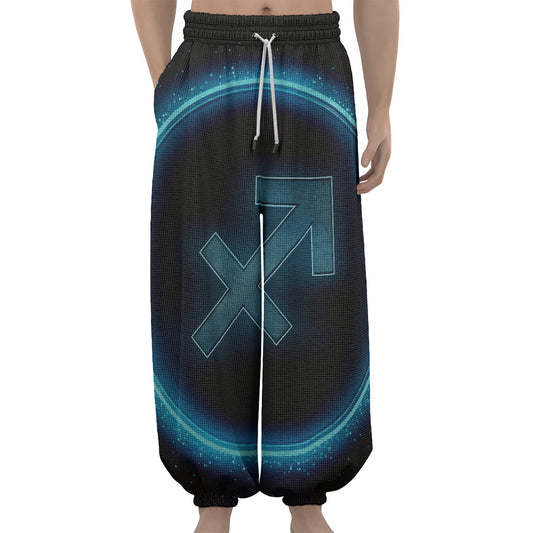 Blue Sagittarius Zodiac Sign Print Lantern Pants
