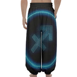 Blue Sagittarius Zodiac Sign Print Lantern Pants