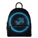 Blue Sagittarius Zodiac Sign Print Leather Backpack