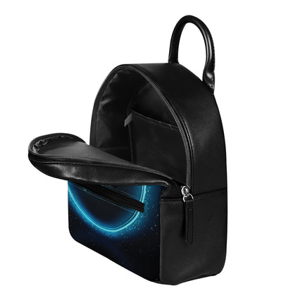 Blue Sagittarius Zodiac Sign Print Leather Backpack
