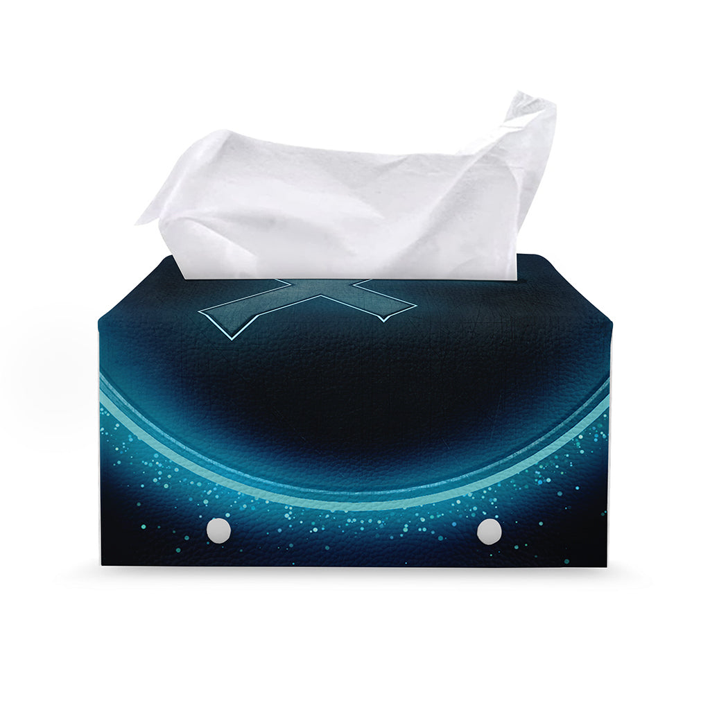Blue Sagittarius Zodiac Sign Print Leather Tissue Box Cover