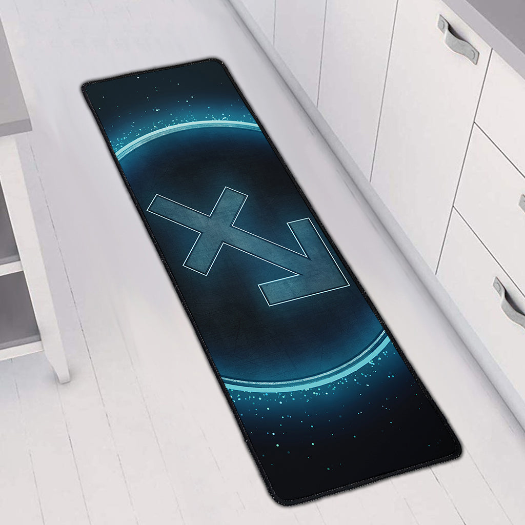 Blue Sagittarius Zodiac Sign Print Long Kitchen Mat