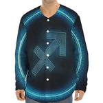 Blue Sagittarius Zodiac Sign Print Long Sleeve Baseball Jersey