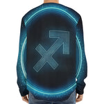 Blue Sagittarius Zodiac Sign Print Long Sleeve Baseball Jersey