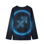 Blue Sagittarius Zodiac Sign Print Long Sleeve Short Coat