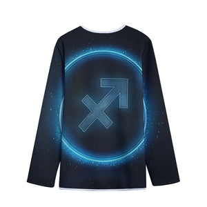 Blue Sagittarius Zodiac Sign Print Long Sleeve Short Coat